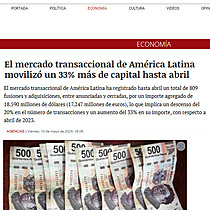 El mercado transaccional de Amrica Latina moviliz un 33% ms de capital hasta abril